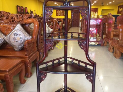 Kệ góc trưng bày gỗ gụ 60, 4 tầng - LT08 - Hình ảnh 2