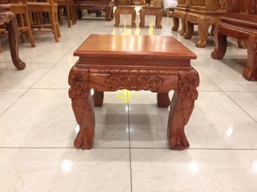 Bộ bàn ghế gỗ hương đá chạm đào chim tay nghê mặt liền 6 món tay 12 BBG249 - Hình ảnh 14