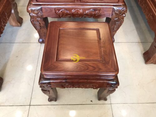 Bộ bàn ghế lưỡng long chầu nguyệt gỗ hương vân tay 12, 6 món BBG1804 - Hình ảnh 11
