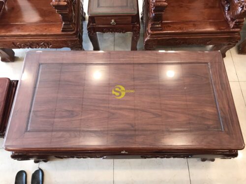 Bộ bàn ghế lưỡng long chầu nguyệt gỗ hương vân tay 12, 6 món BBG1804 - Hình ảnh 7