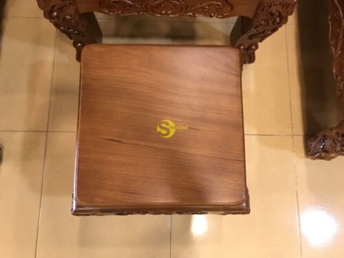 Bộ bàn ghế chạm đào vai cong gõ đỏ màu cổ điển cột 10 BBG2630 - Hình ảnh 14
