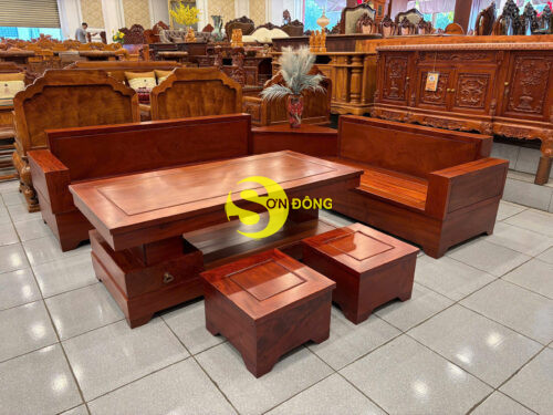 Bộ sofa góc chéo gỗ hương đá 5 món BBG435 - Hình ảnh 5
