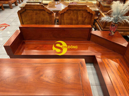Bộ sofa góc chéo gỗ hương đá 5 món BBG435 - Hình ảnh 4