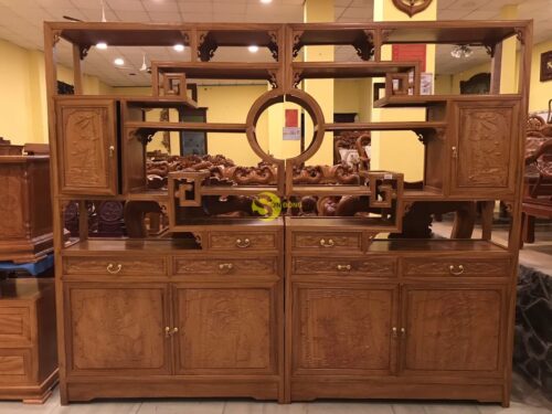 Tủ trang trí gỗ gõ đỏ 2.4m x 2m TTT200 - Ảnh 7
