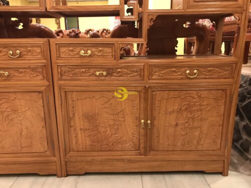 Tủ trang trí gỗ gõ đỏ 2.4m x 2m TTT200 - Ảnh 2