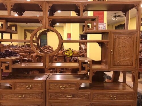 Tủ trang trí gỗ gõ đỏ 2.4m x 2m TTT200 - Ảnh 4