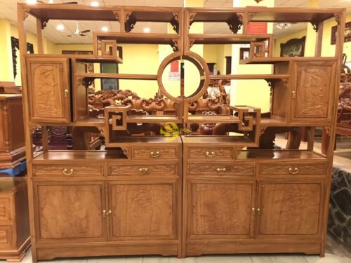 Tủ trang trí gỗ gõ đỏ 2.4m x 2m TTT200 - Ảnh 10