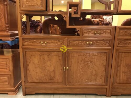 Tủ trang trí gỗ gõ đỏ 2.4m x 2m TTT200 - Ảnh 9