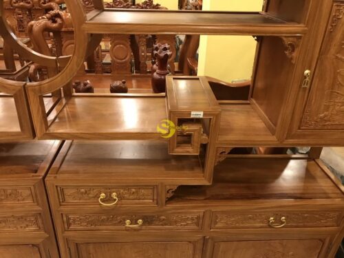 Tủ trang trí gỗ gõ đỏ 2.4m x 2m TTT200 - Ảnh 8