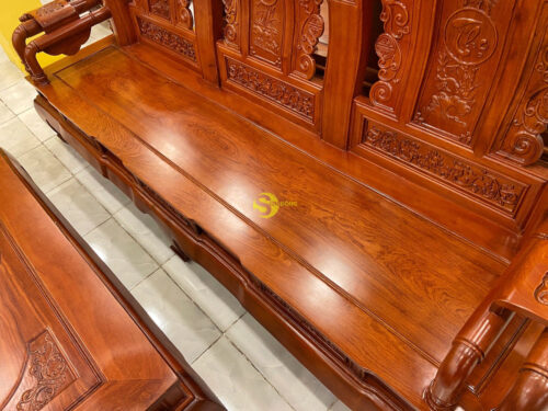 Bộ bàn ghế tần thuỷ hoàng gỗ hương đá tay 12, 6 món - BBG457