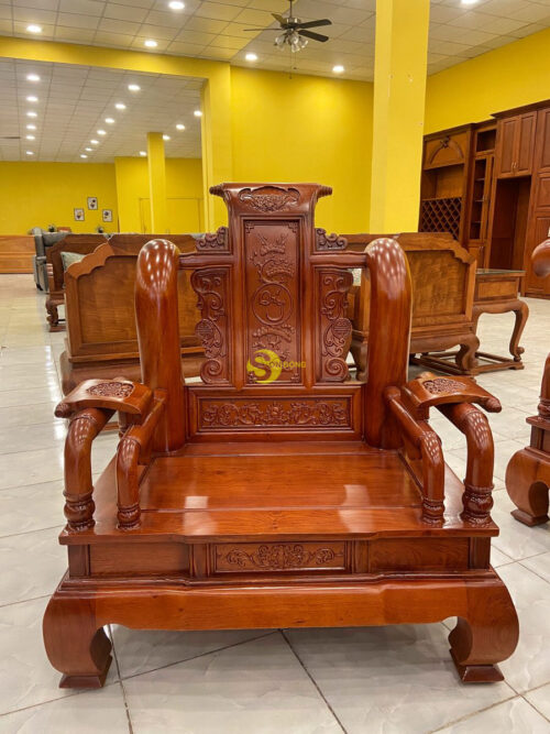 Bộ bàn ghế tần thuỷ hoàng gỗ hương đá tay 12, 6 món - BBG457