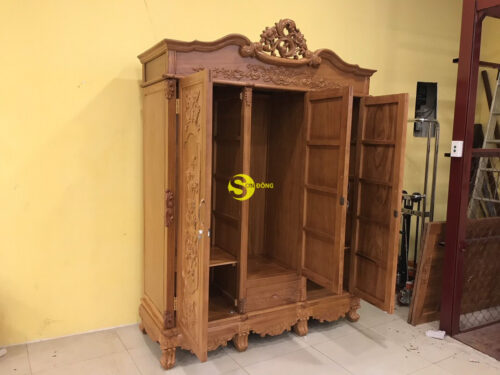 Tủ quần áo chạm hoa hồng TQA213