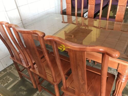 Bộ bàn ăn gỗ sồi nga 6 ghế chữ thọ bàn vuông BBA5536V - Hình ảnh 3