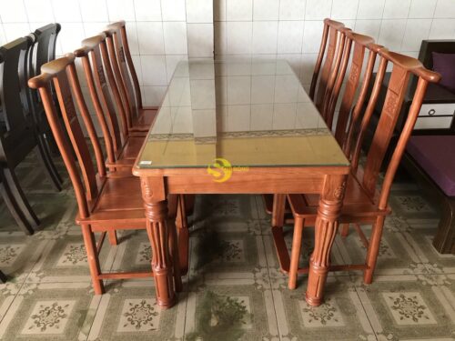 Bộ bàn ăn gỗ sồi nga 6 ghế chữ thọ bàn vuông BBA5536V - Hình ảnh 11