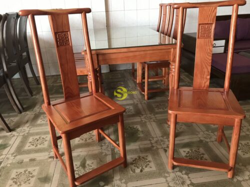 Bộ bàn ăn gỗ sồi nga 6 ghế chữ thọ bàn vuông BBA5536V - Hình ảnh 8