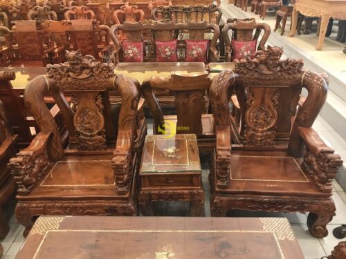Bộ bàn ghế nghê đỉnh cẩm lai cẩn ốc cột 14, 6 món BBG208A - Ảnh 9