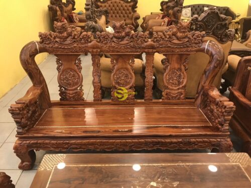 Bộ bàn ghế nghê đỉnh cẩm lai cẩn ốc cột 14, 6 món BBG208A - Ảnh 8