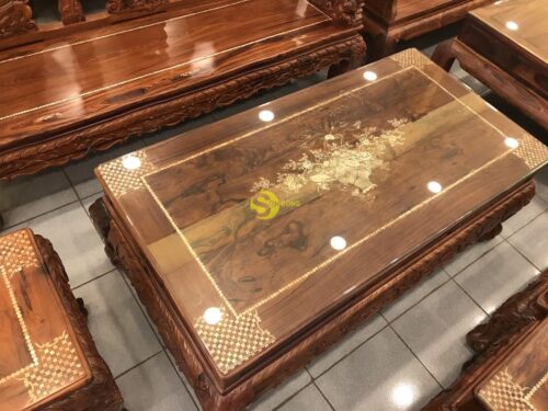 Bộ bàn ghế nghê đỉnh cẩm lai cẩn ốc cột 14, 6 món BBG208A - Ảnh 6