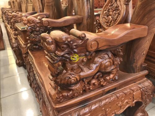 Bộ bàn ghế nghê đỉnh cẩm lai cẩn ốc cột 14, 6 món BBG208A - Ảnh 5