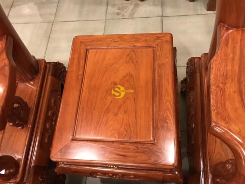 Bộ bàn ghế hương đá vai cong chạm đào đẹp 6 món tay 12 - BBG361 - Hình ảnh 11