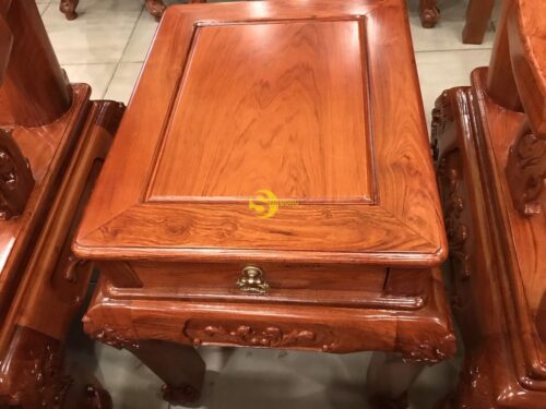 Bộ bàn ghế hương đá vai cong chạm đào đẹp 6 món tay 12 - BBG361 - Hình ảnh 8