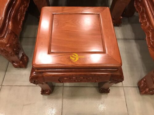 Bộ bàn ghế hương đá vai cong chạm đào đẹp 6 món tay 12 - BBG361 - Hình ảnh 6