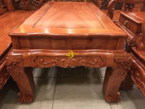 Bộ bàn ghế hương đá vai cong chạm đào đẹp 6 món tay 12 - BBG361 - Hình ảnh 20
