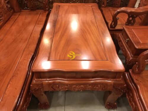 Bộ bàn ghế hương đá vai cong chạm đào đẹp 6 món tay 12 - BBG361 - Hình ảnh 15