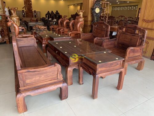 Bộ bàn ghế quốc sắc thiên hương cẩm lai 6 món chân 12 - BBG441 - Hình ảnh 8
