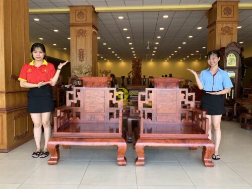 Bộ bàn ghế sơn thuỷ Nu Chun Giáng Hương Lào chân 12 - BBG495 - Hình ảnh 8