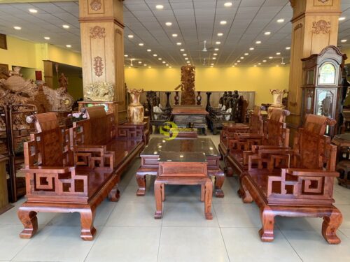 Bộ bàn ghế sơn thuỷ Nu Chun Giáng Hương Lào chân 12 - BBG495 - Hình ảnh 7