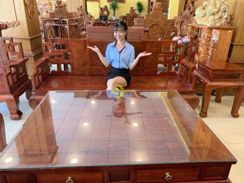 Bộ bàn ghế sơn thuỷ Nu Chun Giáng Hương Lào chân 12 - BBG495 - Hình ảnh 14