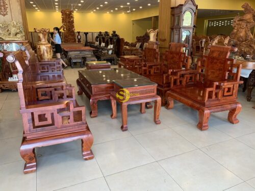 Bộ bàn ghế sơn thuỷ Nu Chun Giáng Hương Lào chân 12 - BBG495 - Hình ảnh 13