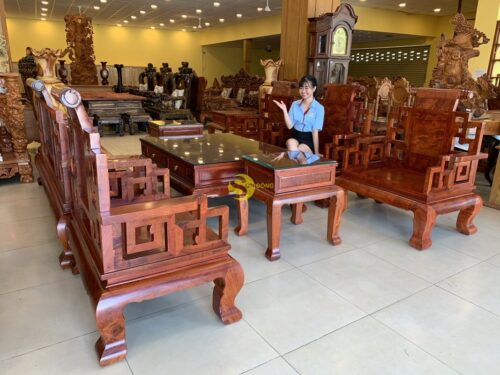 Bộ bàn ghế sơn thuỷ Nu Chun Giáng Hương Lào chân 12 - BBG495 - Hình ảnh 9