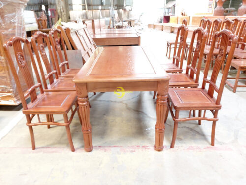 Bộ bàn ăn gỗ sồi nga 6 ghế rồng bàn vuông - BBG5526V - Hình ảnh 2
