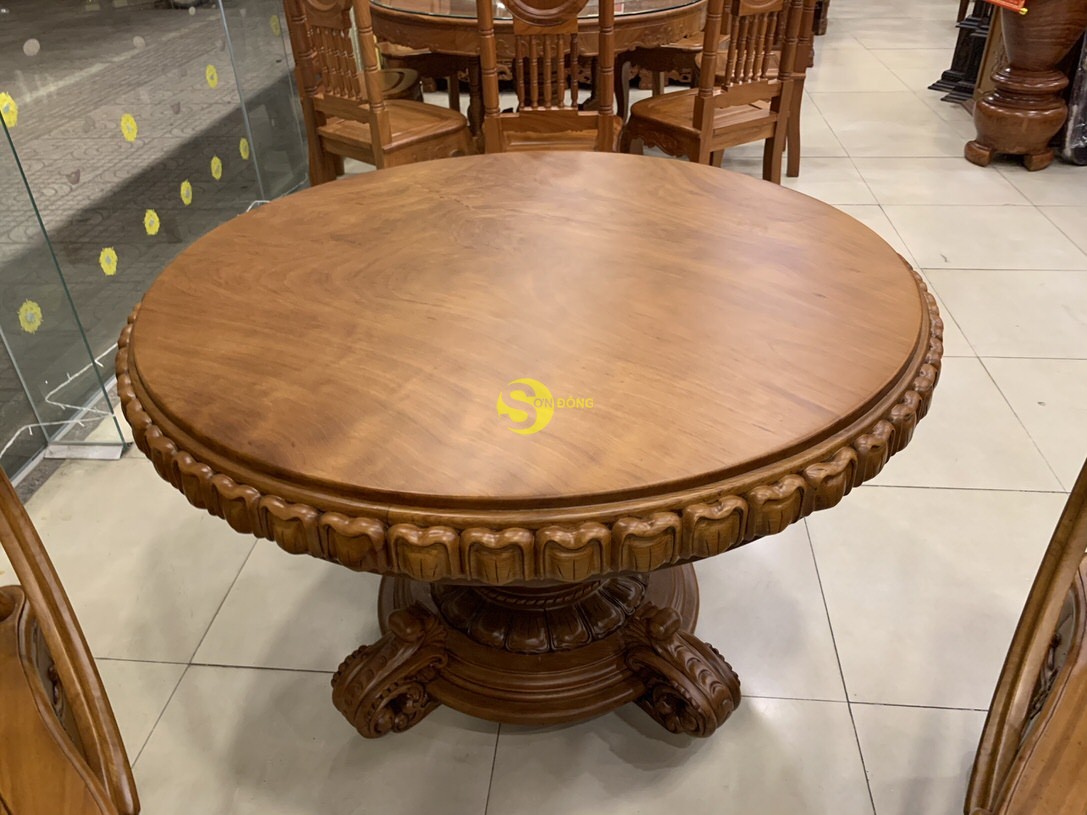 Bộ bàn ăn cổ điển 6 ghế mặt nguyên tấm 1,1m BBA11 (Ảnh 15)