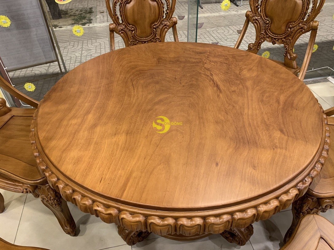 Bộ bàn ăn cổ điển 6 ghế mặt nguyên tấm 1,1m BBA11 (Ảnh 13)