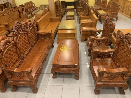 Bộ bàn ghế hoàng gia hương đá 06 món mẫu mới 2019 - BBG347 - Hình ảnh 7