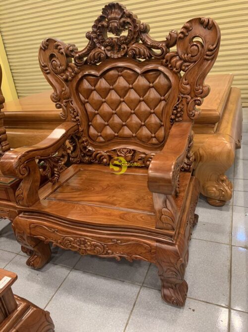 Bộ bàn ghế hoàng gia hương đá 06 món mẫu mới 2019 - BBG347 - Hình ảnh 6