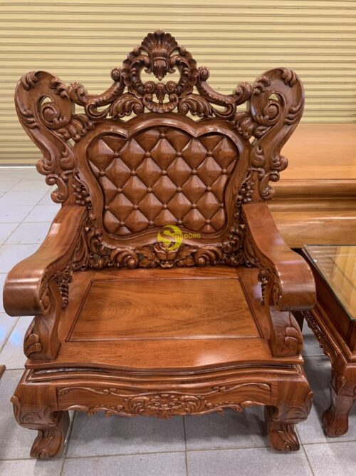 Bộ bàn ghế hoàng gia hương đá 06 món mẫu mới 2019 - BBG347 - Hình ảnh 5