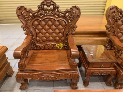 Bộ bàn ghế hoàng gia hương đá 06 món mẫu mới 2019 - BBG347 - Hình ảnh 3