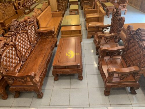 Bộ bàn ghế hoàng gia hương đá 06 món mẫu mới 2019 - BBG347 - Hình ảnh 14