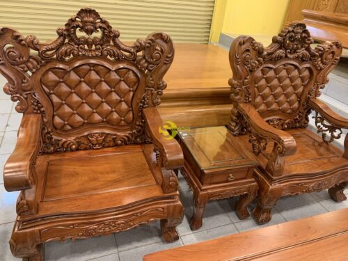 Bộ bàn ghế hoàng gia hương đá 06 món mẫu mới 2019 - BBG347 - Hình ảnh 10