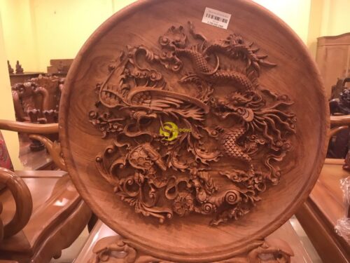 Đĩa tứ linh gỗ hương 40cm DTL40 - Hình ảnh 5