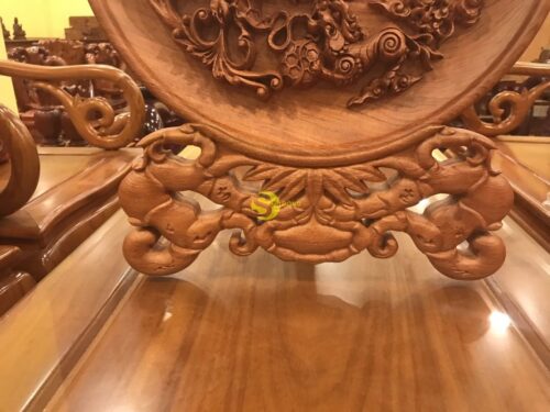 Đĩa tứ linh gỗ hương 40cm DTL40 - Hình ảnh 2