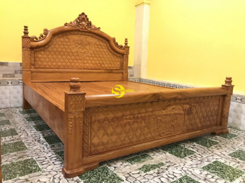 Giường ngủ gỗ tự nhiên nữ hoàng GN119