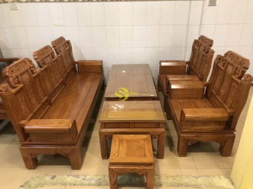 Bộ Bàn Ghế Gỗ Gõ Đỏ Hộp Trương Voi 6 Món - BBG07 Siêu Bền - Hình ảnh 3
