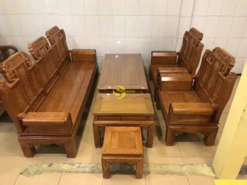 Bộ Bàn Ghế Gỗ Gõ Đỏ Hộp Trương Voi 6 Món - BBG07 Siêu Bền