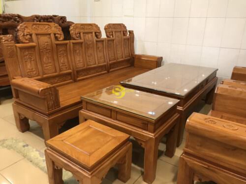 Bộ Bàn Ghế Gỗ Gõ Đỏ Hộp Trương Voi 6 Món - BBG07 Siêu Bền - Hình ảnh 11