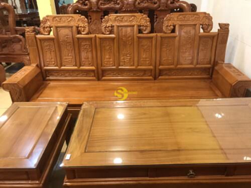Bộ Bàn Ghế Gỗ Gõ Đỏ Hộp Trương Voi 6 Món - BBG07 Siêu Bền - Hình ảnh 8